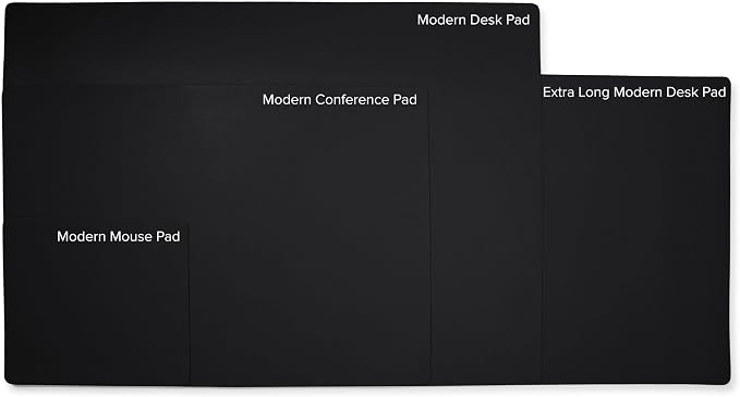 Premium Black Modern Mouse Pad – Full Grain Leather Desk Pad with Microsuede Base & Slim Travel Design