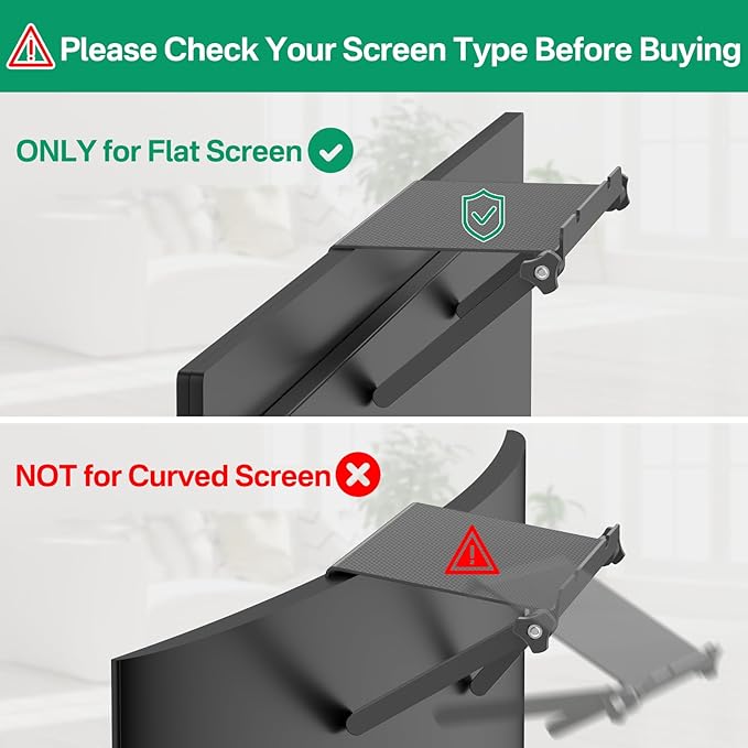 Adjustable TV Top Shelf for Streaming Devices/Cable Box/Router and Home Decor TVs Top Storage Bracket - 13 Inch Wide Platform Screen Top Shelf Mount for Monitor Top of TV Shelfs Mounting Bracket