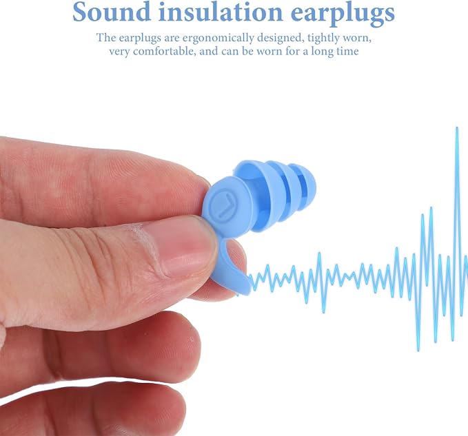 FRCOLOR Advanced Silicone Noise Cancelling, 3-Layer Soundproof Design, Waterproof Blue for Sleeping, Studying, Swimming, and Noise Reduction