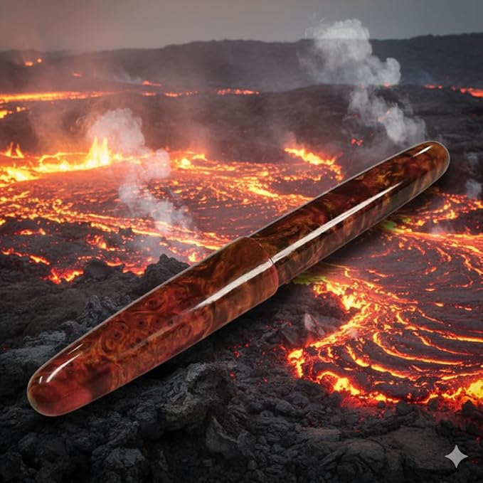 Luxury Stabilized Wood Fountain Pen – Handmade Natural Wood & Resin Barrel, Fine Nib Writing Pen with Converter – Executive Business Pen, Collectible Gift for Men & Women (Volcanic lava)