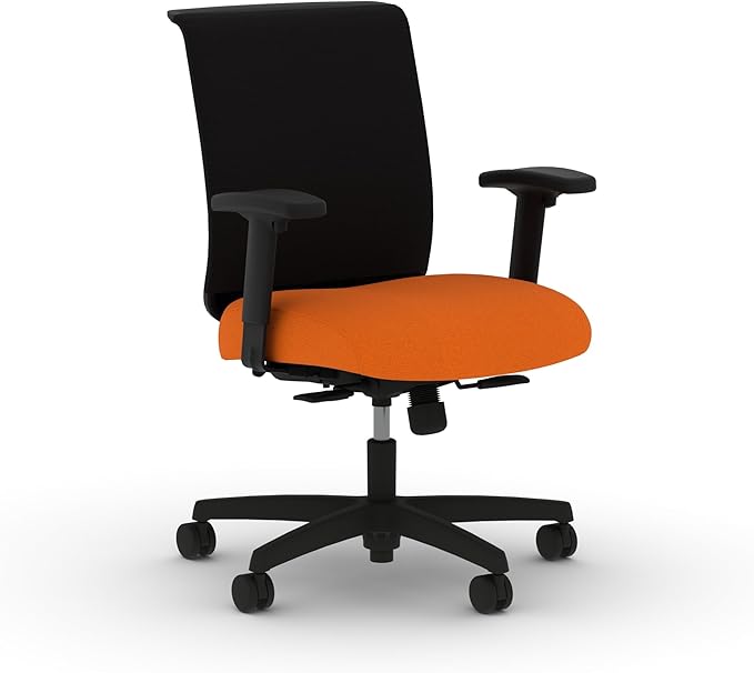 HON Convergence Ergonomic Office Chair with Mesh Back, Adjustable Arms, Lumbar Support, Synchro‑Tilt Desk Chair with Wheels for Home Office or Computer Use, Black Frame, Apricot