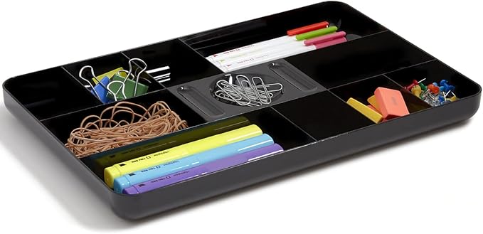 1InTheOffice Desk Drawer Organizer Tray, 13-Compartment Office Desk Drawer Organizer Black