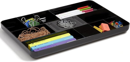 1InTheOffice Desk Drawer Organizer Tray, 13-Compartment Office Desk Drawer Organizer Black