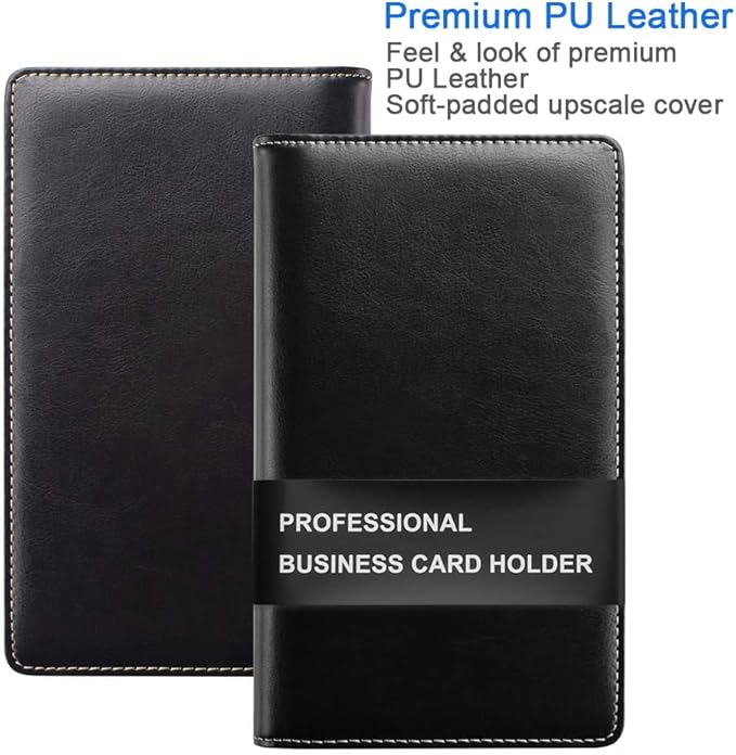 Sooez Leather Professional Business Card Book Holder Organizer, 240 Capacity Credit Card Booklet, PU Name Cards Holder Storage File for Men Women, 7.7"x 4.5" x 0.7", Purple