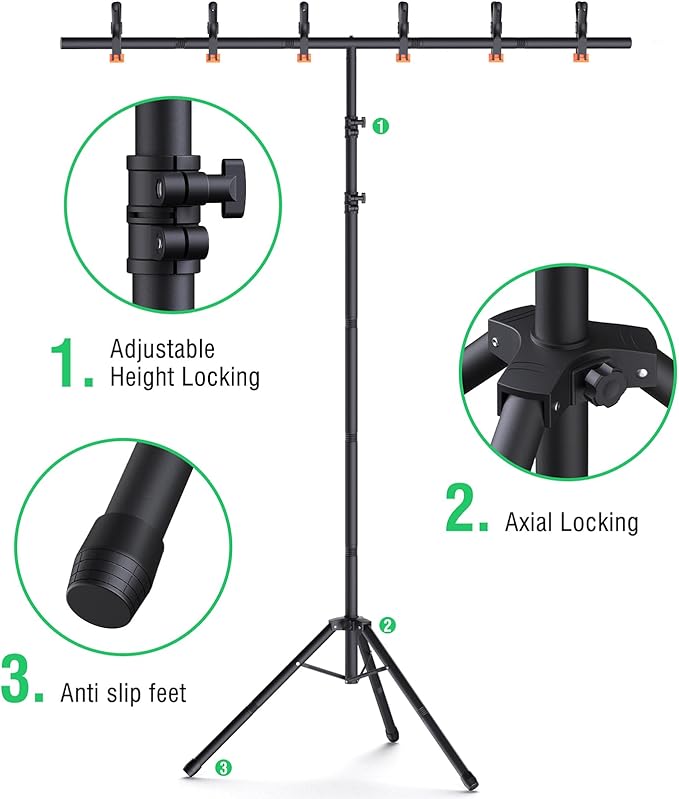 Forlogic Green Screen Backdrop Kit with Stand, 8x5.3ft Portable GreenScreen Background Stand for Streaming Video and Photography Shoots
