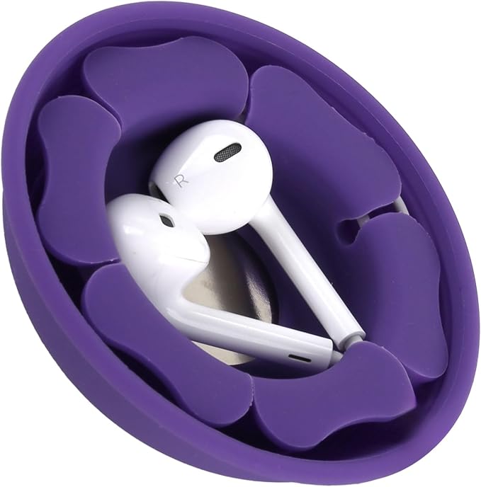 MAIRUI Wired Earbud Case Earphone Headphone Cord Organizer Earbuds Wrap Soft Silicone Magnetic Holder Storage Tangle Free Cable Winder(Purple)