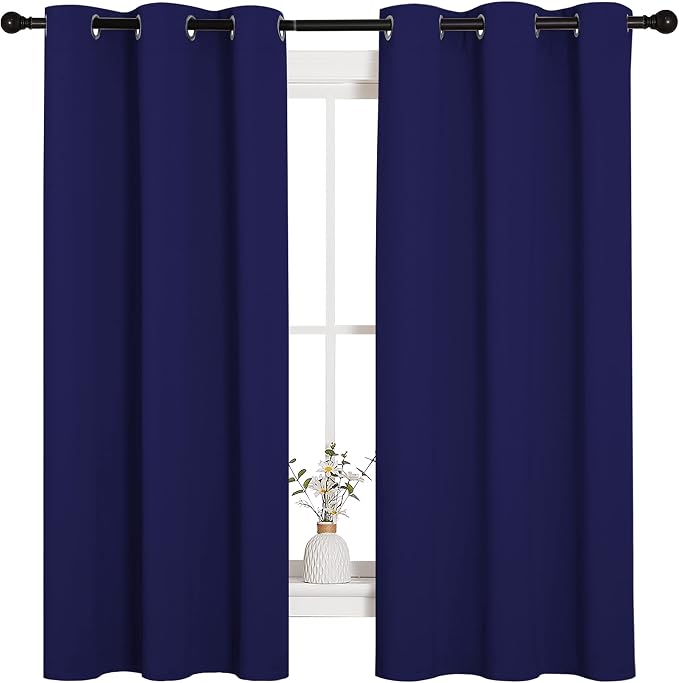 NICETOWN All Season Thermal Insulated Solid Grommet Top Blackout Curtains/Drapes/Panels for Kid's Room (Royal Blue, 2 Panels, 42 x 63 Inch)