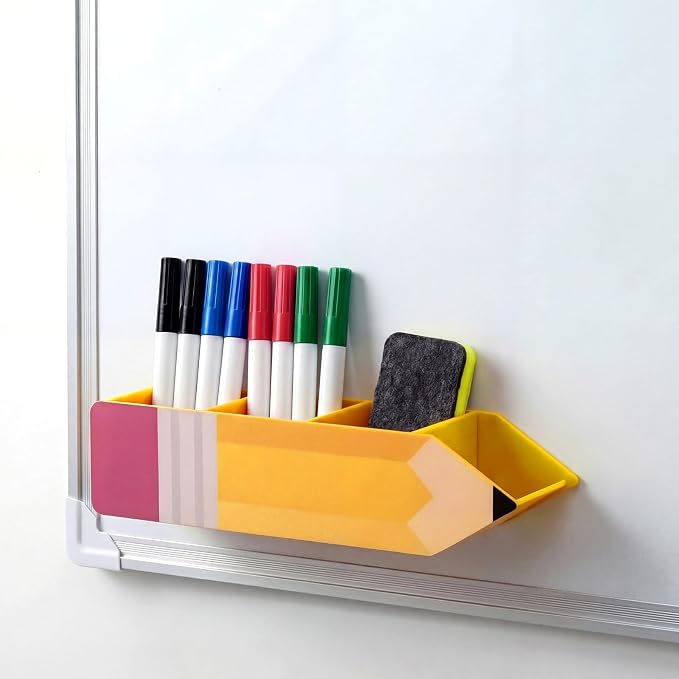 Magnetic Teacher Pencil Holder Gift Personalized Name Pen Holder for Whiteboard Magnetic DIY Teacher Desk Organizer Container Decor for Classroom School Office Supplies(Pencil)