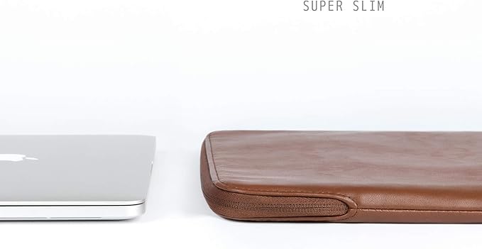 Comfyable Slim Protective Laptop Sleeve Compatible with 13/13.3/14 Inch MacBook Air & MacBook Pro, Mac Travel Case, Laptop Pouch, Slim PU Leather Cover M5/M4/M3/M2/M1 2025-2021, Brown