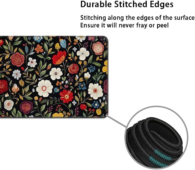 MIBITRI Keyboard Mouse Pad Set, Extended Gaming Mouse Pad+Ergonomics Keyboard Wrist Rest Support, Memory Foam, Easy Typing Pain Relief, 4Pcs XXL Ultra Thick Desk Mat, Red Florals