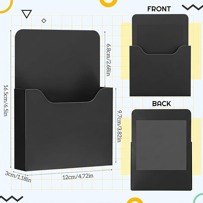 Gilprop 8 Pack Magnetic File Holder, 5"x7"x1.2" Magnetic Wall File Folders for Whiteboard, Hanging Classroom Organizer Storage, Refrigerator Magazine Holder for Mail Letters Paper Desk Office