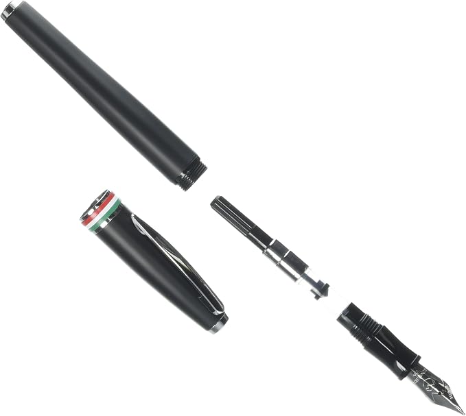 Monteverde USA Aldo Domani Italia Fountain Pen Matte Black - Broad Nib - Luxury Writing Pen - Italian Design - JoWo Stainless Steel Nib - Smooth Ink Flow - Refillable - Gift Box Included