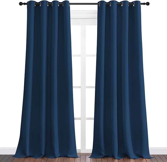 NICETOWN Moroccan Blue Blackout Curtains 120" Long for Office, Dining Room, Guest Room, 55" Wide, 2 Pieces, Sound Reducing Heat and Cold Block Curtain Panels for Modern Room Decorative