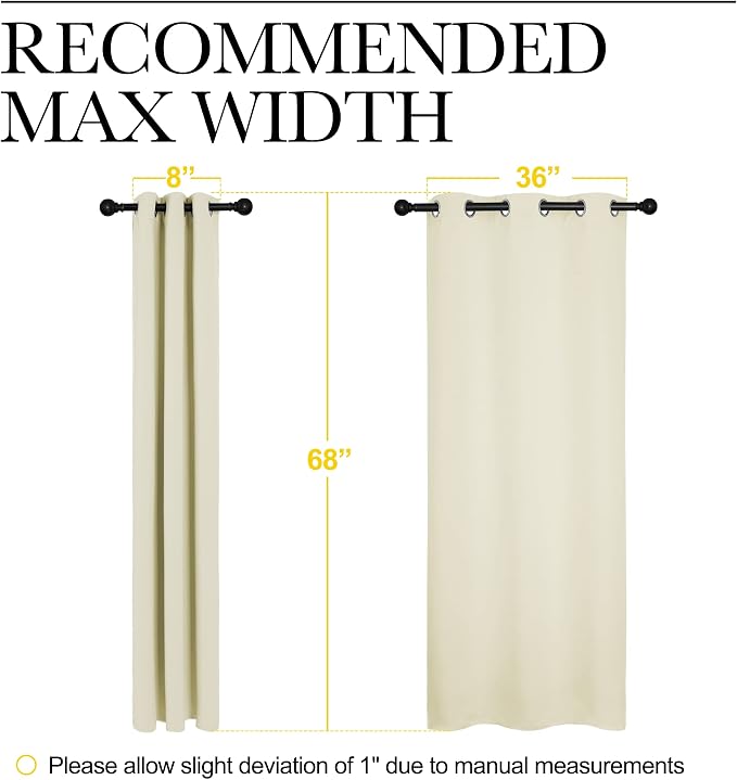 NICETOWN Kitchen Curtains for Decoration, Thermal Insulated Grommet Room Darkening Draperies/Panels for Laundry (Beige, 2 Panels, W42 x L68 inches)