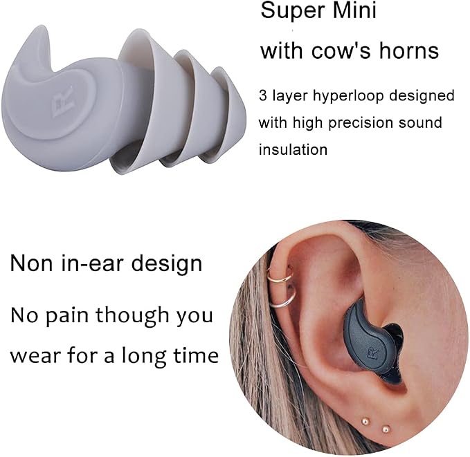 Reusable Silicone Ear Plugs - Noise Reduction Ear Plugs 1 Pair Comfortable Silicone Ear Plug Sound Blocking Earplugs for Sleep Snoring Swimming Concert Musician Construction Shooting (Blue)