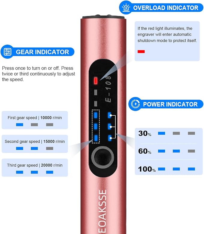 Electric Engraving Pen Set, Cordless Engraver Pen with 60+ Accessories, 3-Speed Adjust Rotary Tool for DIY, Art & Personalized Gifts