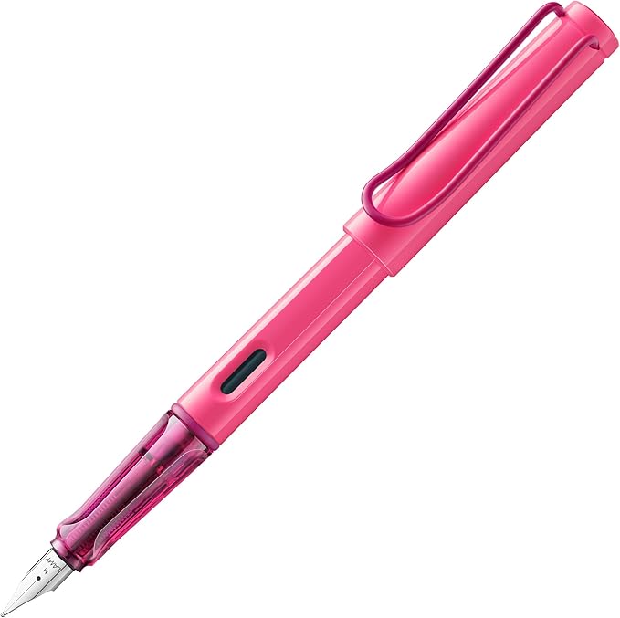LAMY safari neonpink - Fountain Pen with ergonomic grip & polished steel nib in size M - ideal for any Writing & Calligraphy - including LAMY T 10 blue cartridge - Right-Handed