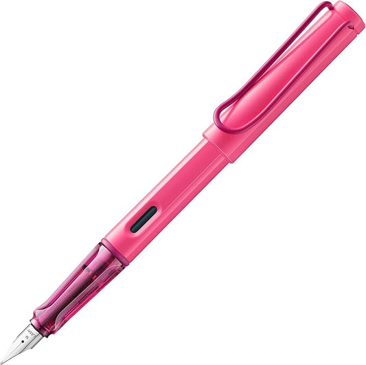 LAMY safari neonpink - Fountain Pen with ergonomic grip & polished steel nib in size M - ideal for any Writing & Calligraphy - including LAMY T 10 blue cartridge - Right-Handed