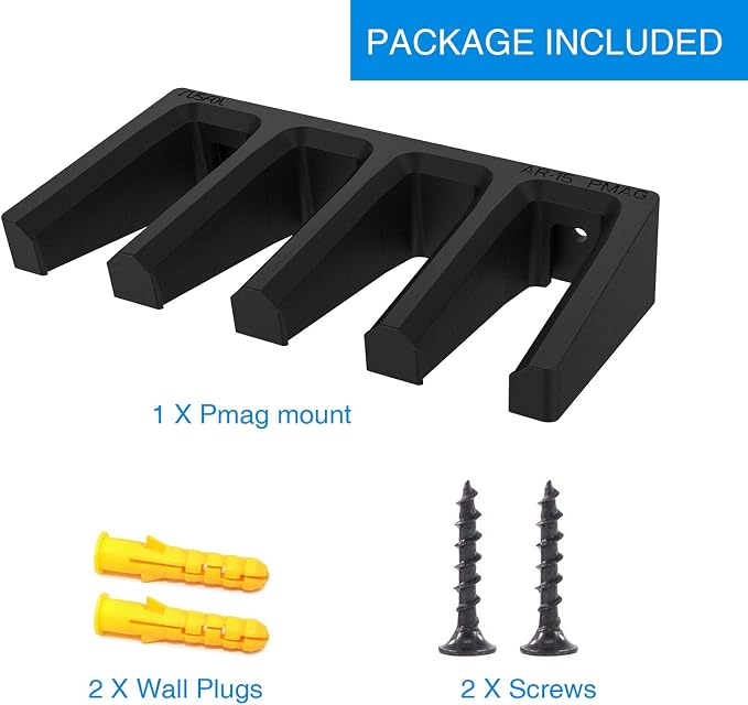 Solid ABS 4-Slot PMAG Wall Mount & Magazine Rack, 1 Pcs | Standard Capacity Mag Holder, Home Tactical Storage, Heavy Duty Display Stand, Room Organizer