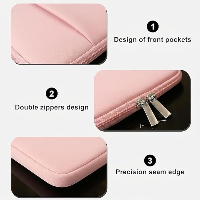 Laptop Sleeve Case for MacBook Neo/Air/Pro 13 inches A18/M5/M4/M3/M2/M1 Chip 2026-2020 A3404 A3449 with 2 Pockets Tablet Bag Case Accessories (Blush Pink)