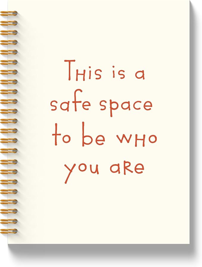 JLLBF Therapy Spiral Notebook, Mental Health Inspirational Notebooks for Work, Therapy Office Must Have, This Is a Safe Space to Be Who You Are Journal Notebook, 5.5x8.3 Inch