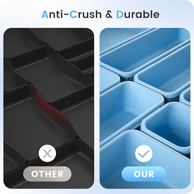 A-LuGei 【𝟮𝟮𝗣𝗖𝗦】 Plastic Sky Blue Desk Drawer Organizer, Bathroom Organizers and Storage, Makeup Organizer, Organization and Storage Bin Container for Vanity Office Utensils Tool Pantry Cosmetic