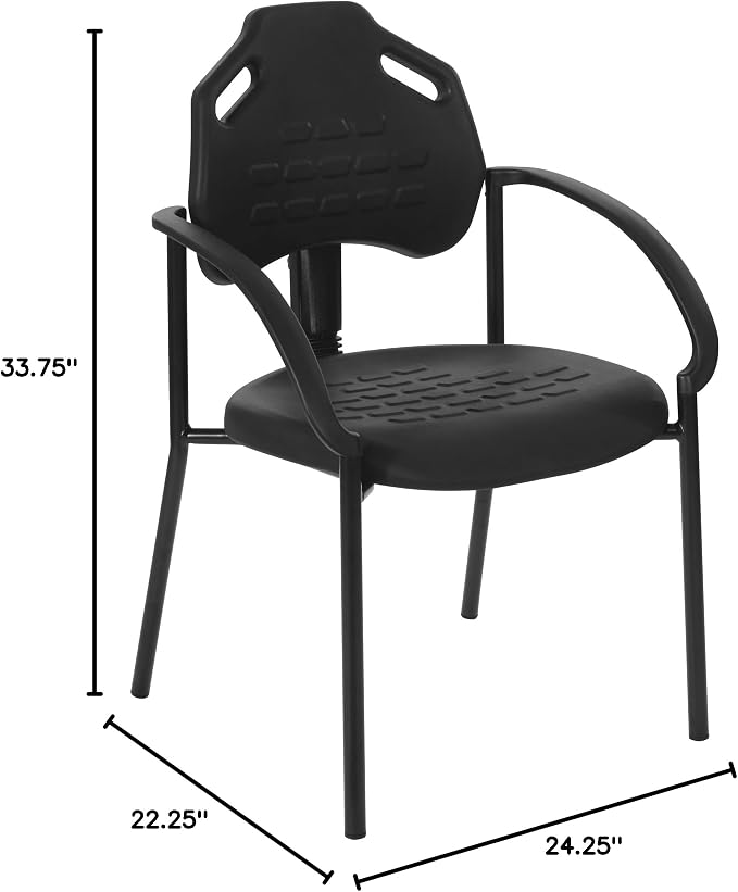 Office Star KH Series Ergonomic Self-Skinned Urethane Adjustable Vocational Commercial Chair, Guest Chair with Arms