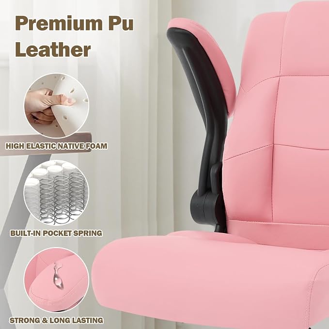 Ergonomic Drafting Chair,Tall Office Chair for Standing Desk with Flip-Up Armrests,Adjustable Foot Ring & Height, High Leather Executive Office Chair for Home,Drawing or Counter Height Use