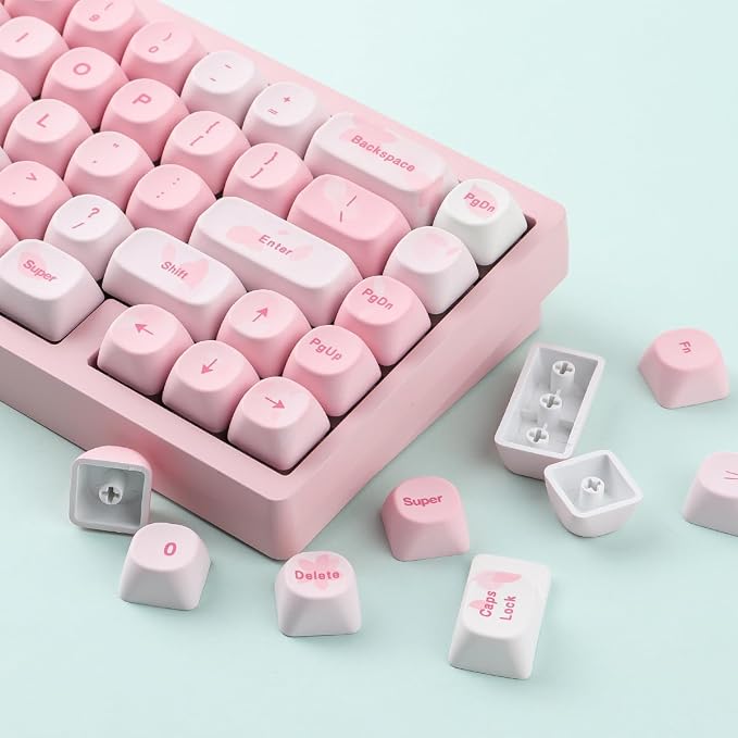 Tsungup MOA Keycaps-Pink Sakura,129 Keys Cute PBT Custom Cherry Blossom Keycaps 100 Percent,Dye Sub Key Caps Keyboard Keycap Set for MX Switches Mechanical Keyboard(only keycap)