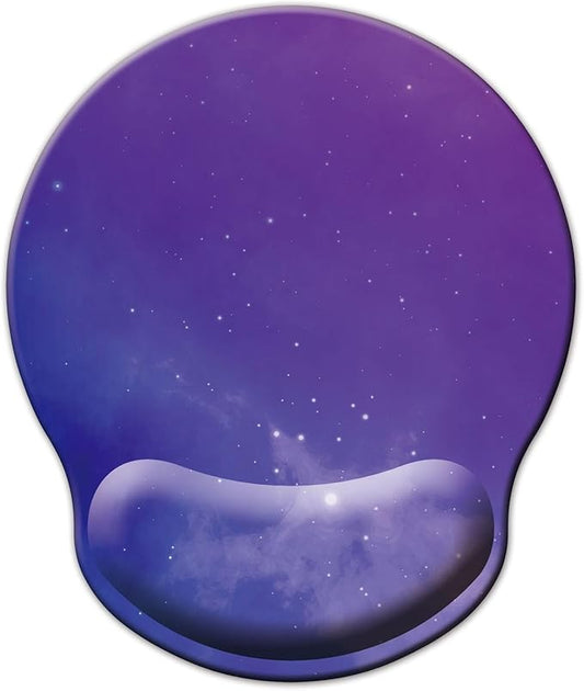 Mouse Pad with Wrist Support, Ergonomic Mouse Pad with Memory Foam Wrist Rest Cushion, Non-Slip Rubber Base Gaming Mice Pad for Home Office Computer Laptop, Starry Sky Purple