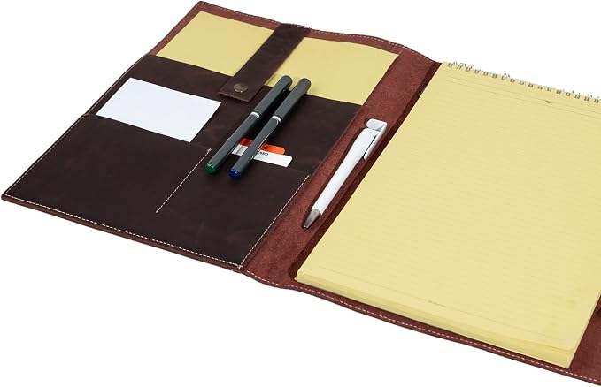 Personalized Leather Portfolio, Leather Notebook, Portfolio Folder, A4 Notepad for Women Men Gift Blue (12.5 x 9.5 inches)