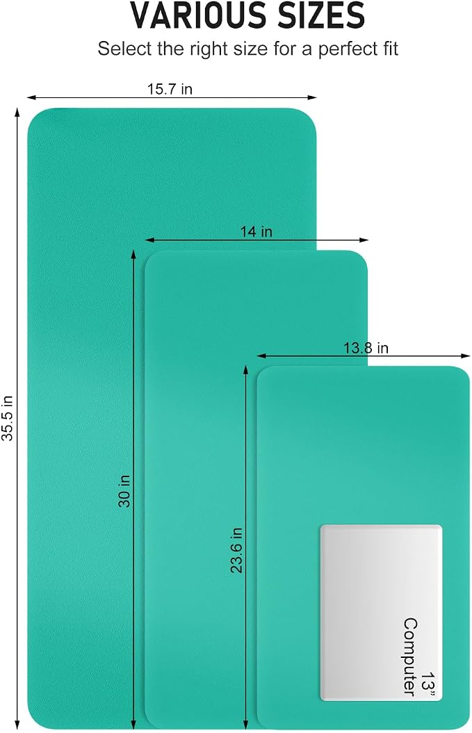 Desk Pad, 35.5" x 17" PU Leather Non-Slip Desk Mat Large Mouse Pad for Desktop, Waterproof Laptop Computer Writing Mat for Office, Home, Work, Gaming, Light Green