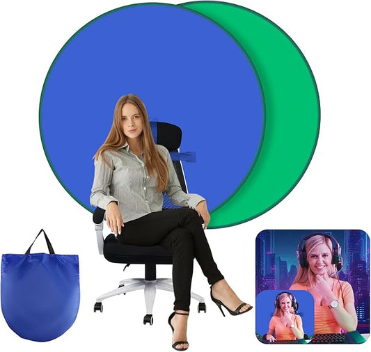 Portable Green Screen - 56" Greenscreen Backdrop with Stand & Reversible Blue Screen for Streaming, Gaming, Zoom & Video Chat