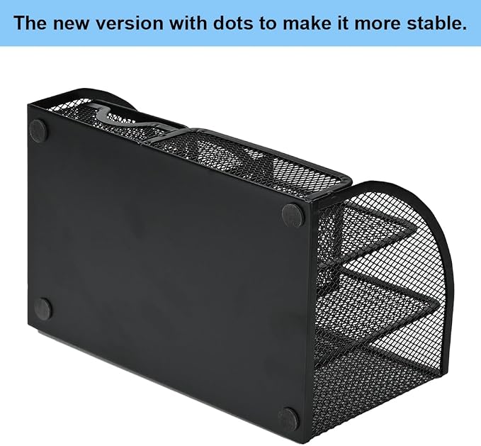 Desk Organizer Stationery Storage, Pencil Holder for Desk, Wire Mesh Office Supplies Journals Notebooks Organizers with 7 Compartments and Mini Drawer (Black)