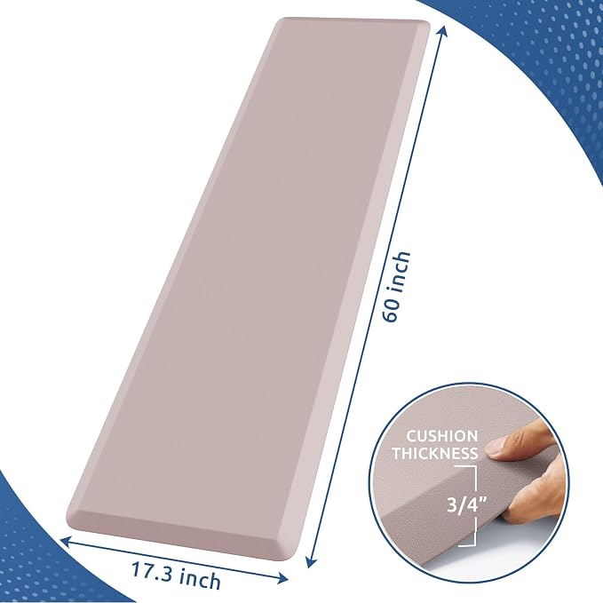 KitchenClouds Kitchen Mat Cushioned Anti Fatigue Kitchen Rug Non Slip Standing Mat Comfort Floor Mats for Sink Office (17.3"x60"- 0.8inch,Khaki) | Water-Resistant, Non-Slip, Easy to Clean Comfort Floor Mat for Kitchen, Sink & Office, Multiple Colors & ...