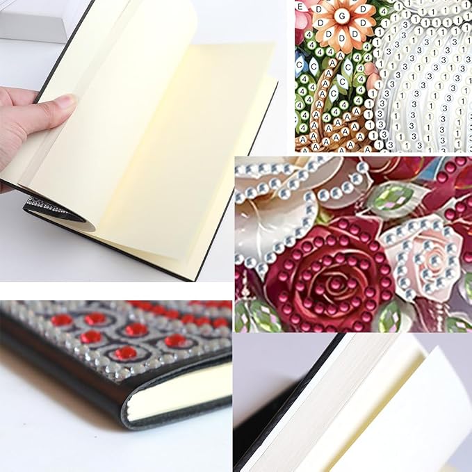 FRANDEK A5 50-Page DIY Diamond Art Painting Notebook with Beautiful Patterns, Special Shaped Diamond Art Craft for Beginners Adults Gift(Rose Dream Catcher)