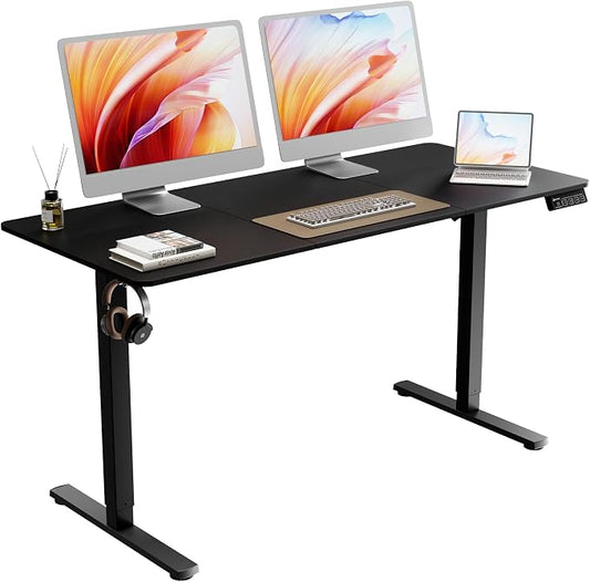 55"x24" Standing Desk, Height Adjustable Sit-Stand Home Office, Black | Electric Adjustable Standing Desk, Sit to Stand Computer Office Desk with Splice Board, Memory Preset, Lifts 28.7''-46.5"