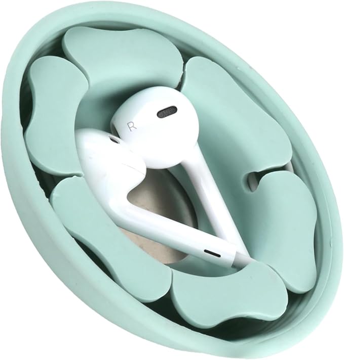 MAIRUI Wired Earbud Case Earphone Headphone Cord Organizer Earbuds Wrap Soft Silicone Magnetic Holder Storage Tangle Free Cable Winder(Baby Green)