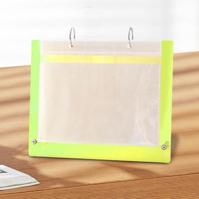 Desktop Acrylic Photo Album Clear Flip Frame Table Calendar Photo Frame for Office Desks Entrance Bedroom, Green