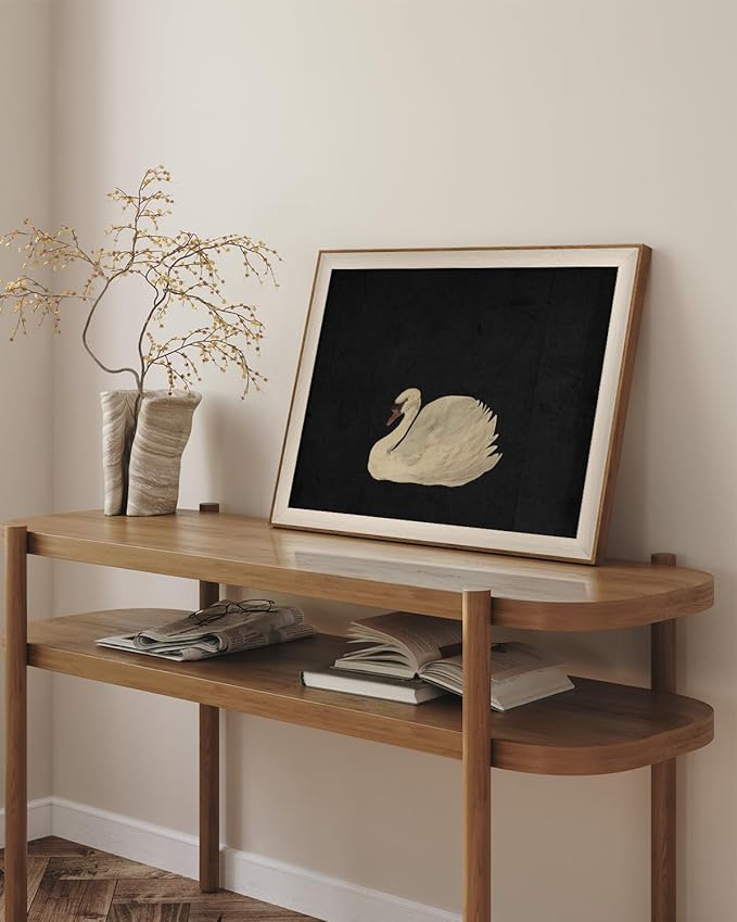 VIYYIEA Framed Wall Art for Living Room, Animal-【Zwaan】, 20L x 16W