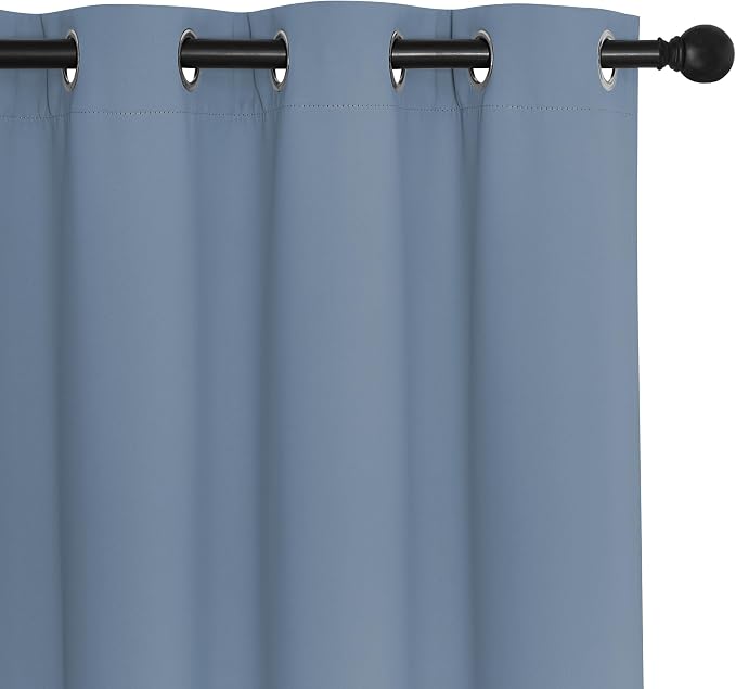 NICETOWN Room Darkening Short Curtain 54 inches Long for Living Room, Grommet Sound Reducing Thermal Insulated Curtains for Bedroom Nursery Window, 46W x 54L, 1 Piece, Stone Blue