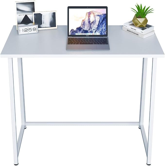 White Folding Computer Desk Office Desk for Home Multipurpose Collapsible Desk