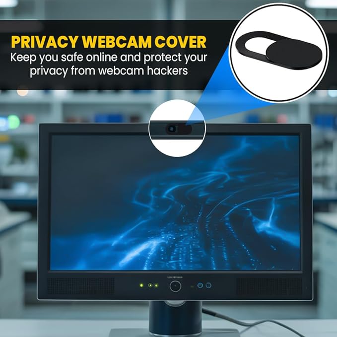 Ultra-Slim Laptop Camera Cover Slide | 0.03 Inch Thick | Upholds Digital Privacy | Compatible with Mobiles, Tablets, Desktops & Laptops | Classic Black - 3 Pack