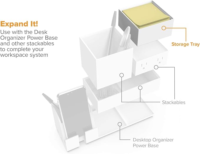 Bostitch Office Konnect Desk Organizer Accessory Tray, Stacks for Desktop Storage, White (Pack of 6)