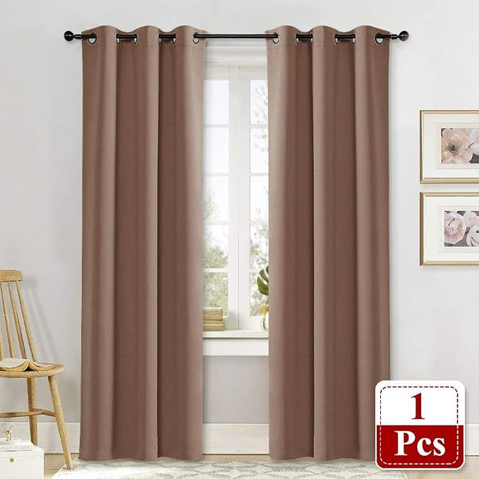 NICETOWN Room Darkening Curtain Blackout Drape Window Treatment Thermal Insulated Solid Grommet Blackout Curtain/Drape for Bedroom (1 Piece, 42 by 84 inch, Cappuccino)