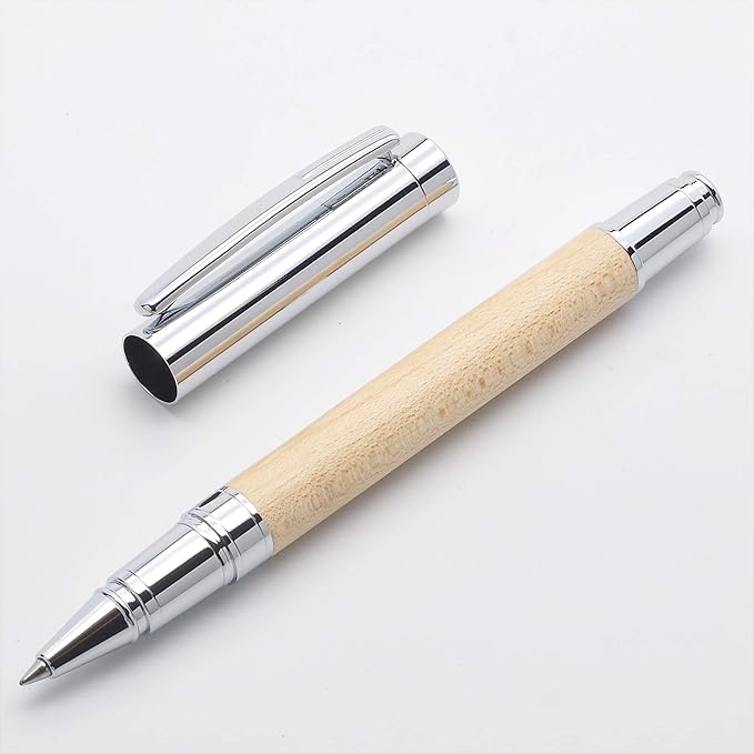 LACHIEVA LUX Natural Maple Wood Rollerball Pen Set - Premium Wooden Pen with German Schneider Refill, Luxury Writing Instrument for Men & Women, Executive Gift for Office & Business (Maple)