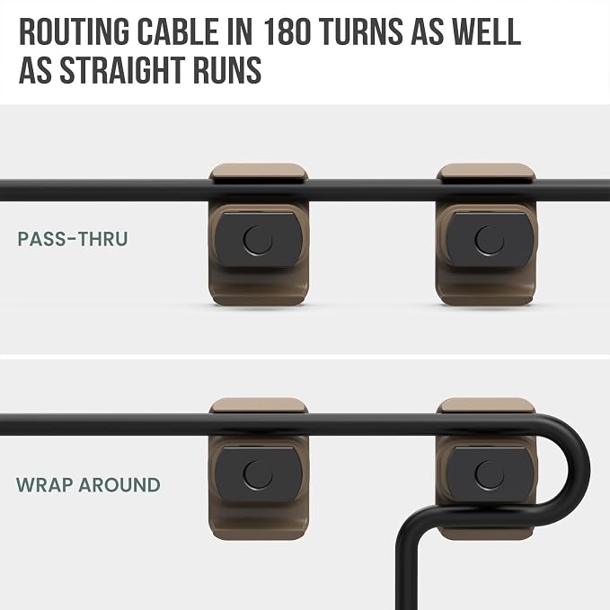 Guardtier CGM909 Pressure Switch Cable Guides Compatible with M-LOK System, Flashlight Laser Wire Management Clips 8 Pack - Black (Earth Tan)