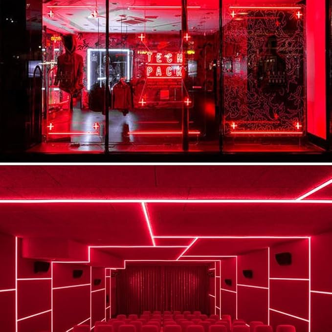iNextStation 12V Red LED Strip Lights 16.4FT, Flexible Silicone Neon Rope Light, IP65 Waterproof LED Light Strip, Cuttable, Neon Light Strip for Cabinet, Ceiling, Wall, Bedroom, Kitchen(No Adapter)