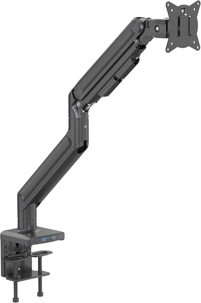 Redragon GMK916 Ultrawide Monitor Mount with USB - Gas Spring Adjustable Arms with VESA 75/100mm, 15-49 Inch Screen Compatibility, C Clamp & Grommet Base, Cable Management, 44lbs Load Capacity