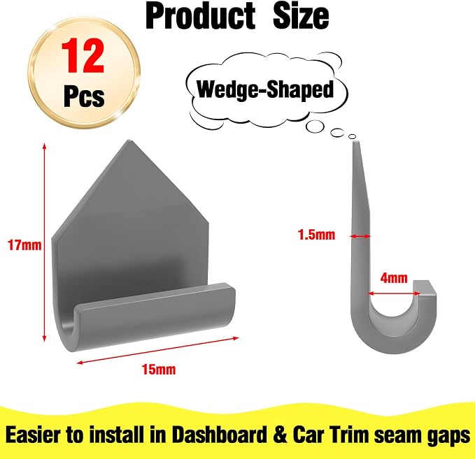 12 Pcs Car Trim Cable Clips, Car Cable Management Wire Organizer Cord-G | Neatly Organize Cables for Vehicle Interior, Easy Installation, Ideal for Phone Chargers, Dash Cams and More